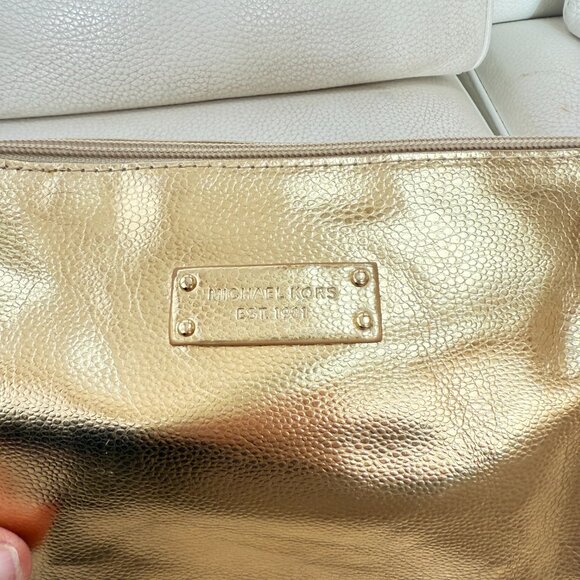 MICHAEL KORS COSMETIC BAG POUCH PURSE GOLD - Picture 5 of 6